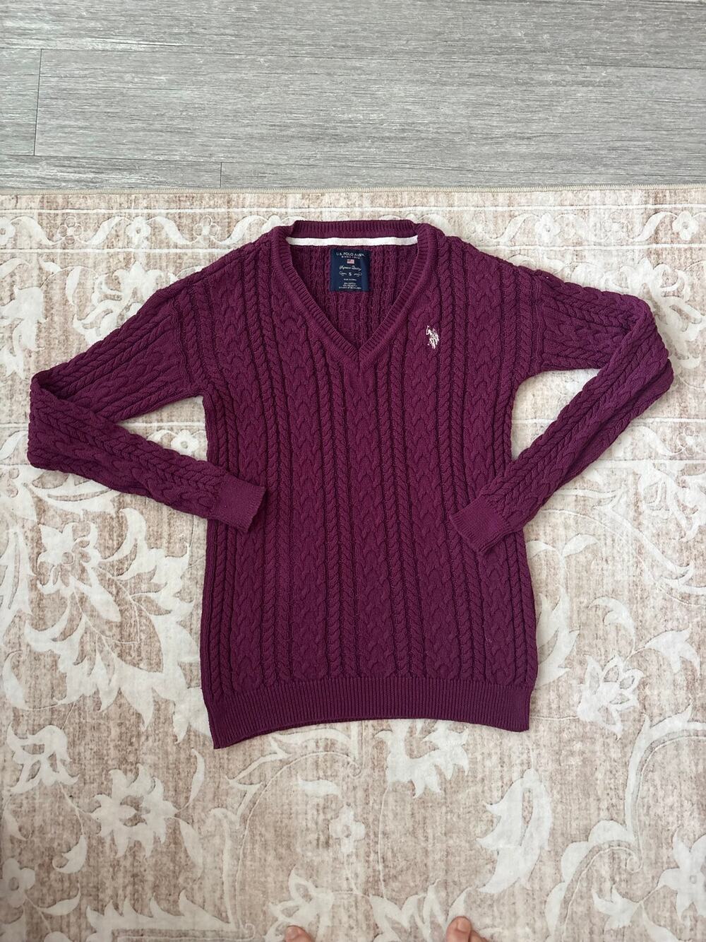 US Polo Assn. Cable Knit V-Neck Pullover Sweater